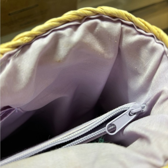 Xhilaration Corn Husk Lavender Lined Tote Bag Light  Purple Yellow Flowers - Picture 10 of 16